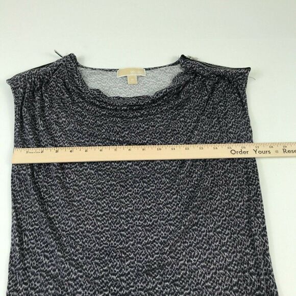 Michael Kors Womens Top Cap Short Sleeve Tank Stretch Cowl Neck Print Shirt XS - Picture 8 of 12